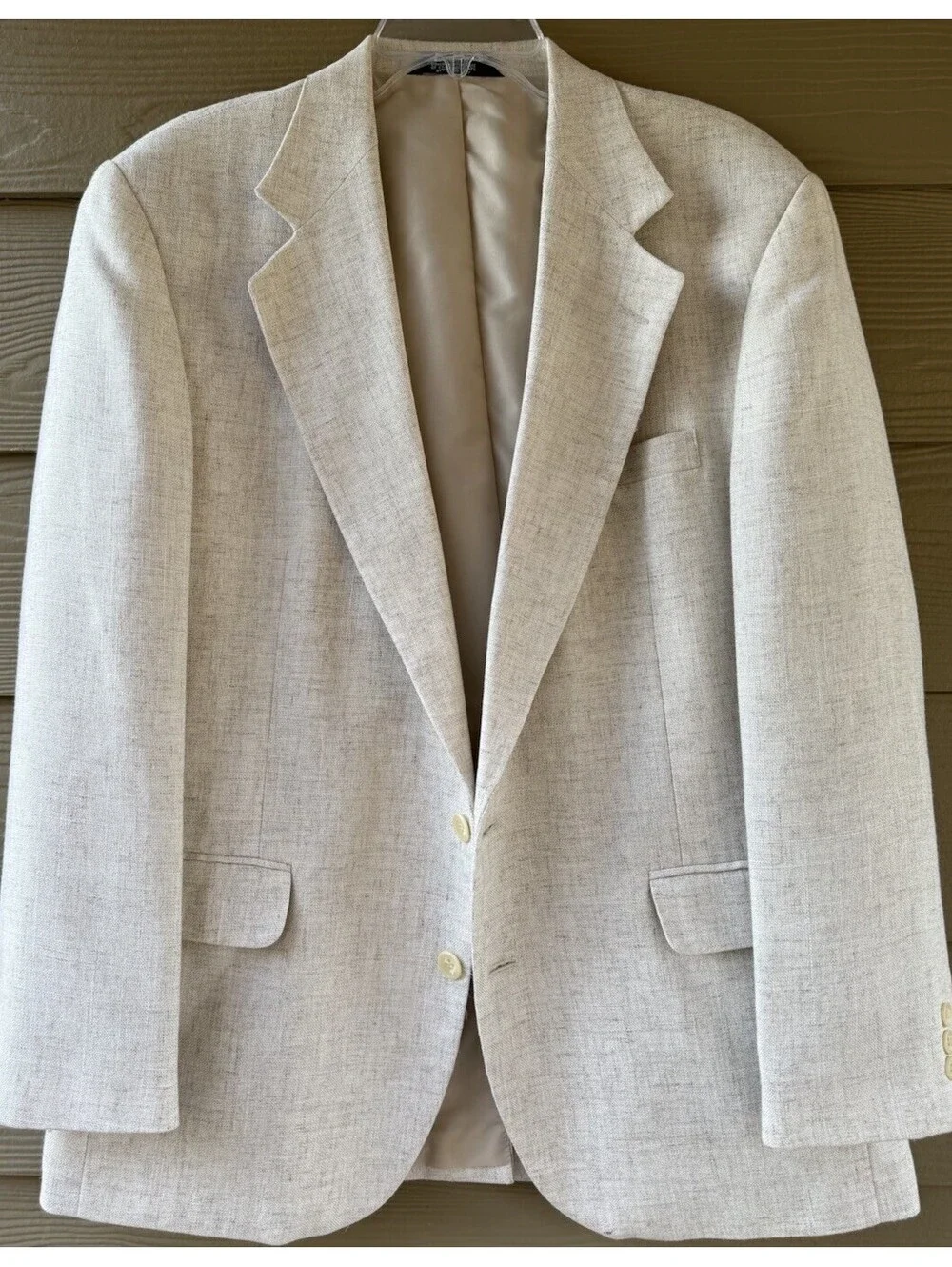 Haggar Clothing Men's White Cream Natural Linen Blend Sport Jacket Blazer Sz 40